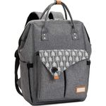 Lekebaby Baby Wickelrucksack Wickeltasche mit Wickelunterlage Multifunktional Große Kapazität Babytasche Reisetasche für Unterwegs, Grau - Preisvergleich