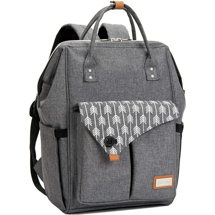 Lekebaby Baby Wickelrucksack Wickeltasche mit Wickelunterlage Multifunktional Große Kapazität Babytasche Reisetasche für Unterwegs, Grau - Preisvergleich – Bild 2