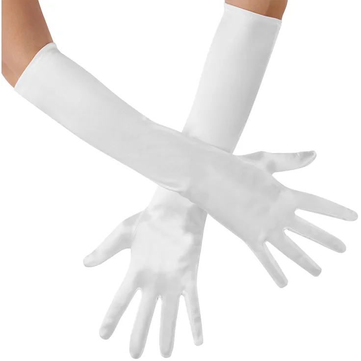 Lange Satin-Handschuhe - weiß