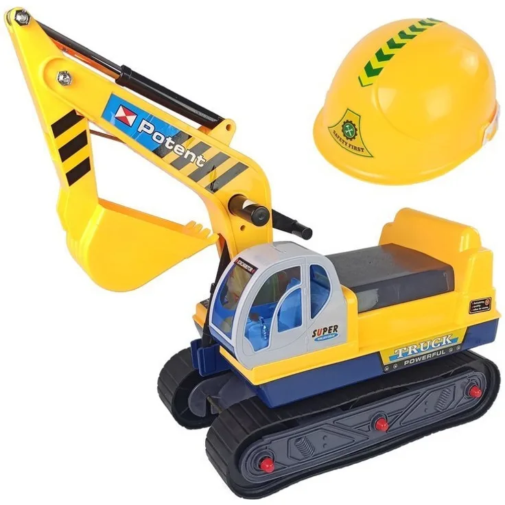 Aufsitzbagger mit Helm