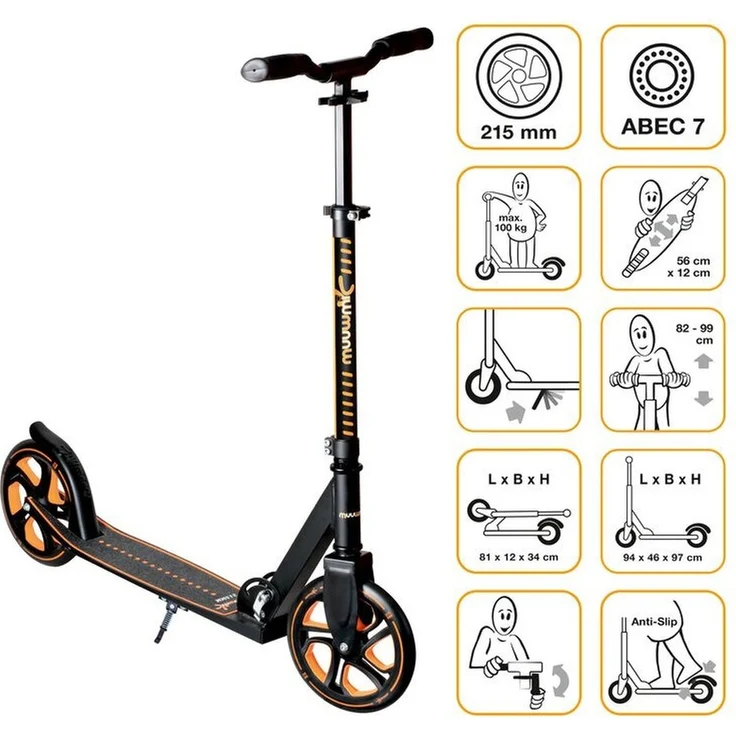 muuwmi Aluminium Scooter Pro 215 mm orange – Bild 2