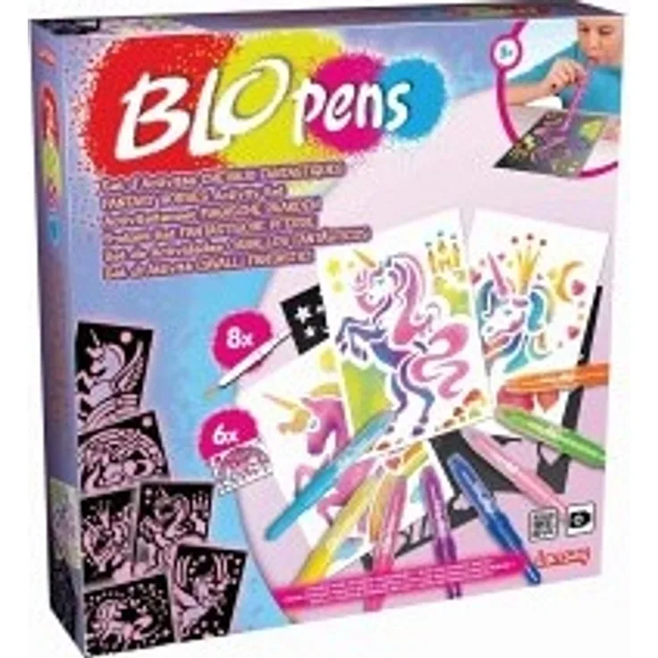 Carletto 3223504 - Lansay, BLOpens, Freizeit-Set Fantastische Pferde, Einhorn, Airbrush-Pustestifte, Malset