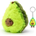 Soma Plüsch-Kissen Avocado Sofa-Rückenkissen Rund Lebensmittel Spielzeug Kuschel-Tier Plüsch-Tier Toy Früchte grün (Avocado 20 cm)+GRATIS Schlüsselanhänger