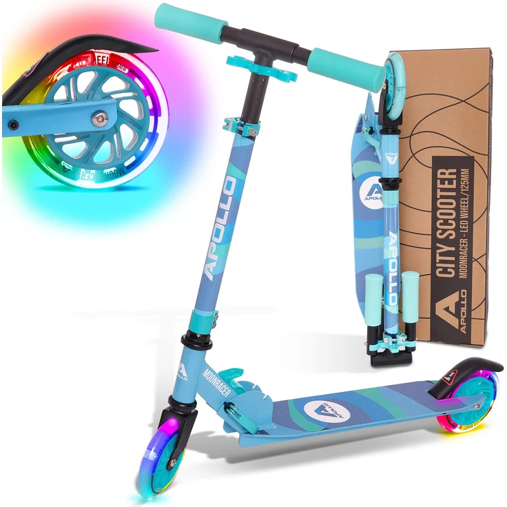 Apollo Scooter LED - Moonracer | City Scooter Kinder mit Federung | City Roller für Kinder klappbar | Tretroller Kinder ab 4 Jahre | sportlicher Cityroller | verstellbar, perfekt als Kinder Roller – Bild 1