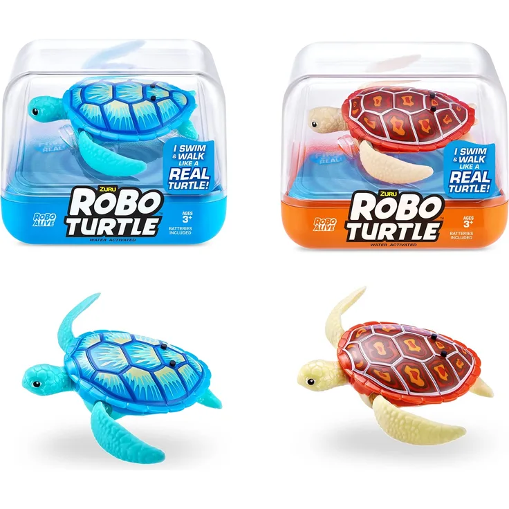 Robo Turtle Roboter-Schwimmschildkröte (2er Pack, Orange & Blau)