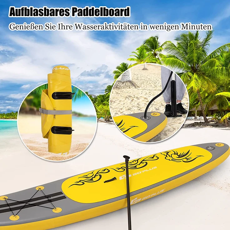 COSTWAY 335x76x15cm Stand Up Paddling Board, SUP Board aufblasbar Paddelboard mit Sicherheitsleine Paddel &  Pumpe Finne – Bild 4