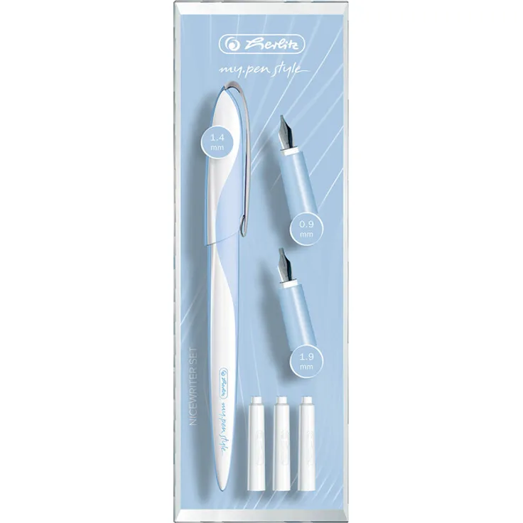 Herlitz Nicewriter Set my. pen, Kalligrafie-Füllhalter: Light Blue