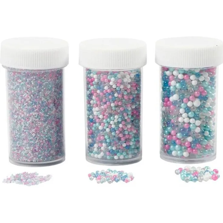 Creativ Company Mini Beads - Sortiment, Größe 0,6-0,8+1,5-2+3 mm, 3x45 g/ 1 Pck.