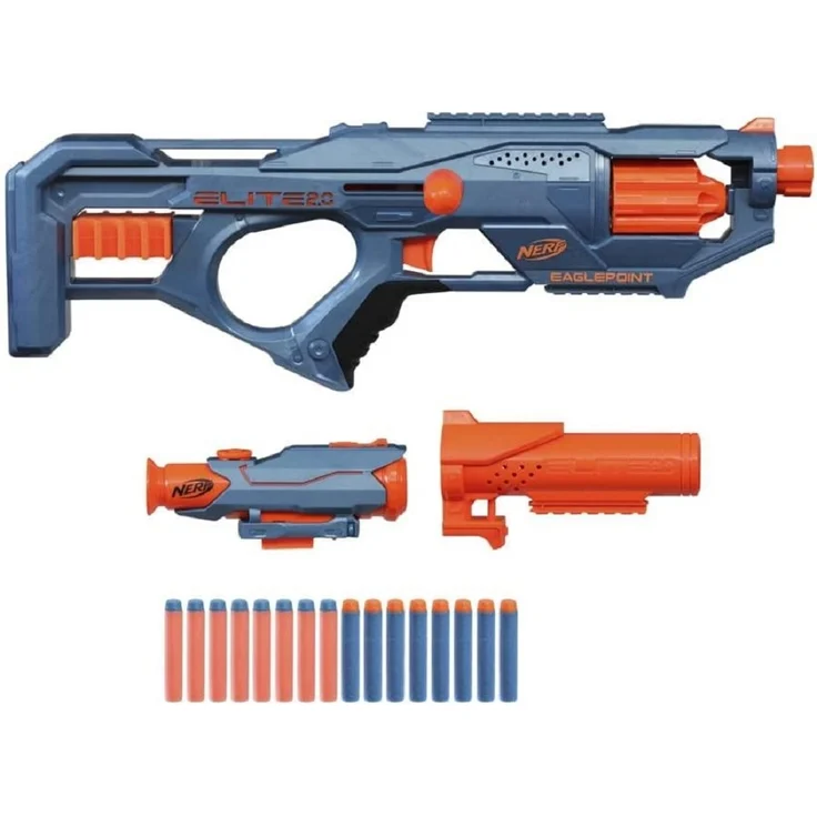 Nerf 'Elite 2. 0 Eaglepoint RD-8' Blaster, ab 8 Jahren, 8-Dart Trommel, Reichweite 27 m, blau/orange – Bild 1