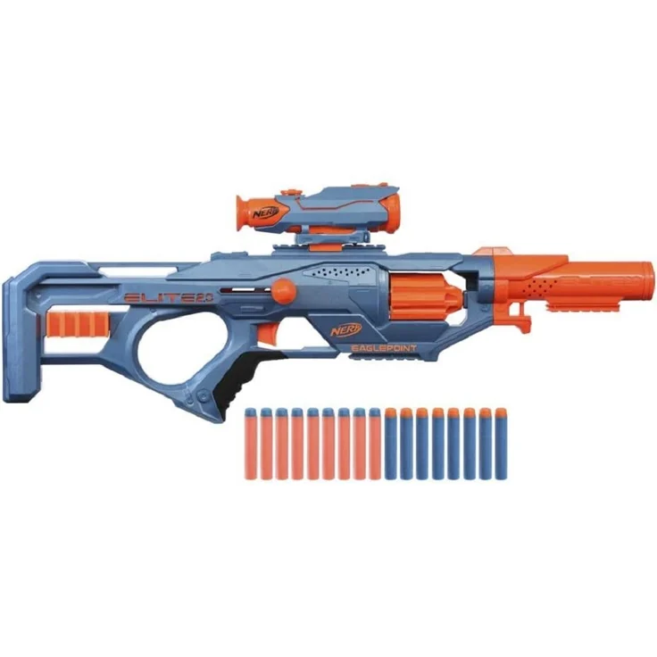 Nerf 'Elite 2. 0 Eaglepoint RD-8' Blaster, ab 8 Jahren, 8-Dart Trommel, Reichweite 27 m, blau/orange – Bild 3