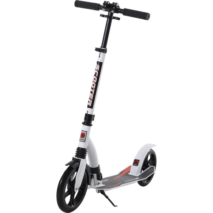 Tretroller mit Stoßdämpfung und höhenverstellbar (Farbe: weiß)