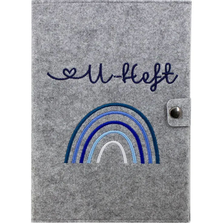 Cozy Racoon U-Heft- und Impfpasshülle aus Filz| 3- teiliges Set | Hochwertige Hülle für Untersuchungsheft, Impfpass und Versichertenkarte Deines Kindes | Design Regenbogen Blau