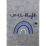 Cozy Racoon U-Heft- und Impfpasshülle aus Filz| 3- teiliges Set | Hochwertige Hülle für Untersuchungsheft, Impfpass und Versichertenkarte Deines Kindes | Design Regenbogen Blau