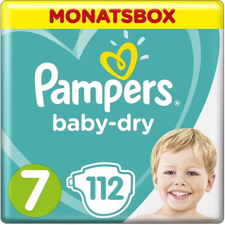 Pampers - Baby-Dry Windeln, Gr. 7 Monatsbox, 1er Pack (1 x 112 Stück)