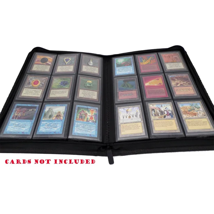docsmagic. de Premium Pro-Player 9-Pocket Zip-Album Black - 360 Card Binder - MTG - PKM - YGO - Reissverschluss Schwarz