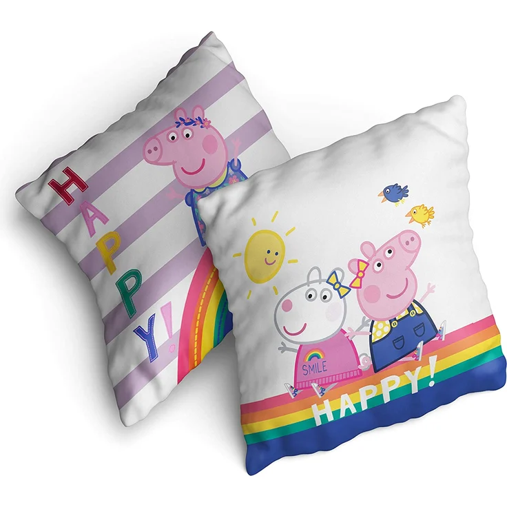 Peppa Wutz Pig Kissen Happy 40x40 cm Kuschelkissen Dekokissen Auto-Kuschel-Kissen Zierkissen Schmusekissen Kopfkissen Rosa Smile Sunny Mama Wutz Papa Wutz George Wutz Doktor Elefant Frau Mümmel – Bild 5