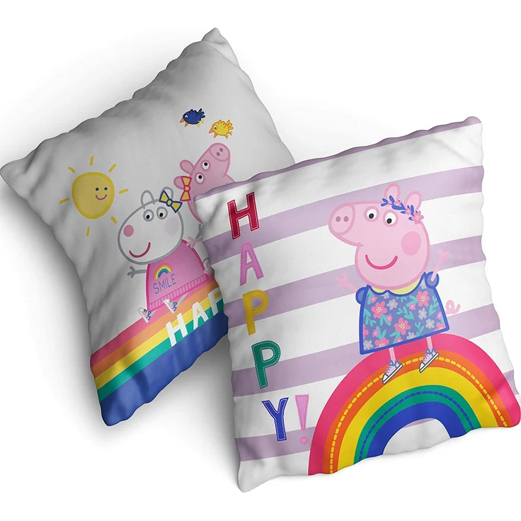 Peppa Wutz Pig Kissen Happy 40x40 cm Kuschelkissen Dekokissen Auto-Kuschel-Kissen Zierkissen Schmusekissen Kopfkissen Rosa Smile Sunny Mama Wutz Papa Wutz George Wutz Doktor Elefant Frau Mümmel – Bild 4