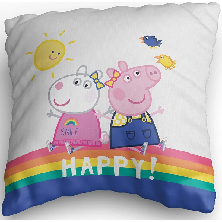 Peppa Wutz Pig Kissen Happy 40x40 cm Kuschelkissen Dekokissen Auto-Kuschel-Kissen Zierkissen Schmusekissen Kopfkissen Rosa Smile Sunny Mama Wutz Papa Wutz George Wutz Doktor Elefant Frau Mümmel – Bild 7