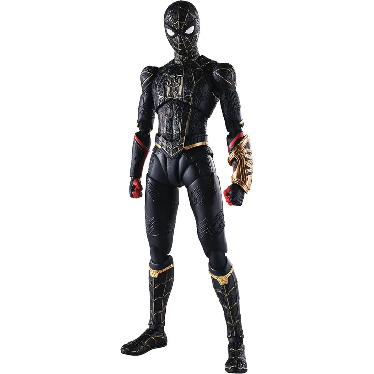 S. H. Figuarts Spiderman Black and Gold Suit Special Set Spiderman No Way Home Marvel 15cm