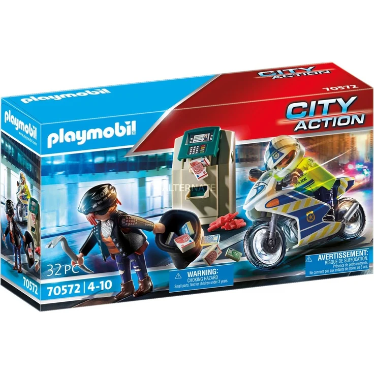 Playmobil City Action 70572 'Polizei-Motorrad: Verfolgung des Geldräubers', 32 Teile, ab 4 Jahren – Bild 1
