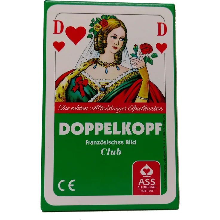 Premium Doppelkopfkarten in Faltschachtel, französisches Bild, Club, ASS Altenburger Spielkarten, 50 Blatt Doppelkopf Spielkarten inkl. Turnier Spielregeln des Deutschen Doppelkopf-Verbandes