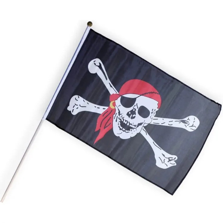 Piratenflagge klein, mit Stab