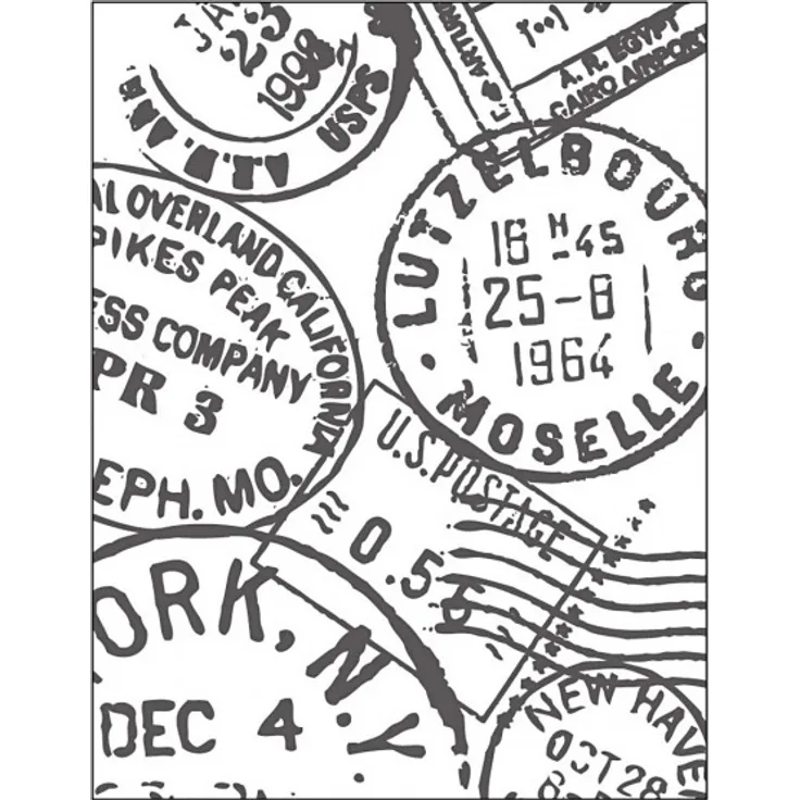Creativ Company Prägeschablone 11x14x0,2 cm, mit dem Motiv von mehreren Poststempeln 11767
