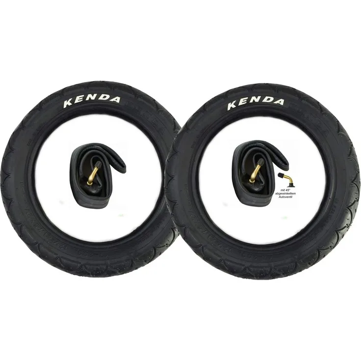 CBK-MS 2x 12" Reifen 12. 1/2 x1. 75 x 2. 1/4 = 47-203 + 2x Schlauch mit 45° Winkel Autoventil für Kinderwagen usw