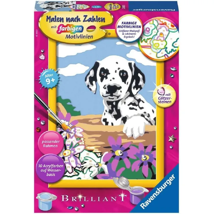 Ravensburger Malen nach Zahlen Brilliant Malset Dalmatiner Welpe