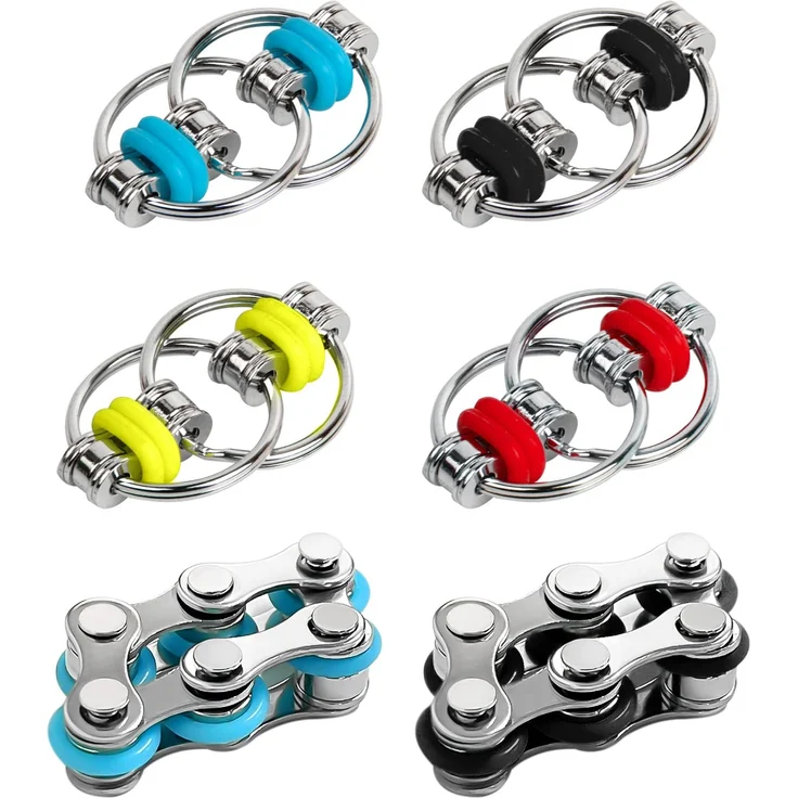 4 Stück Flippy Chain Game Set, Mit 2 Stück Sechs Roller Ketten, Fidget Game For Stress Relief Iron Ring Keychain, Bike Chain Game, Suitable For Adults And Children.