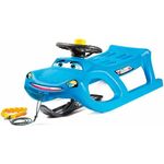 Kinderschlitten Zigi Control blau Lenkrad, Kufe lenkbar, Hupe Zugband ab 3 Jahre