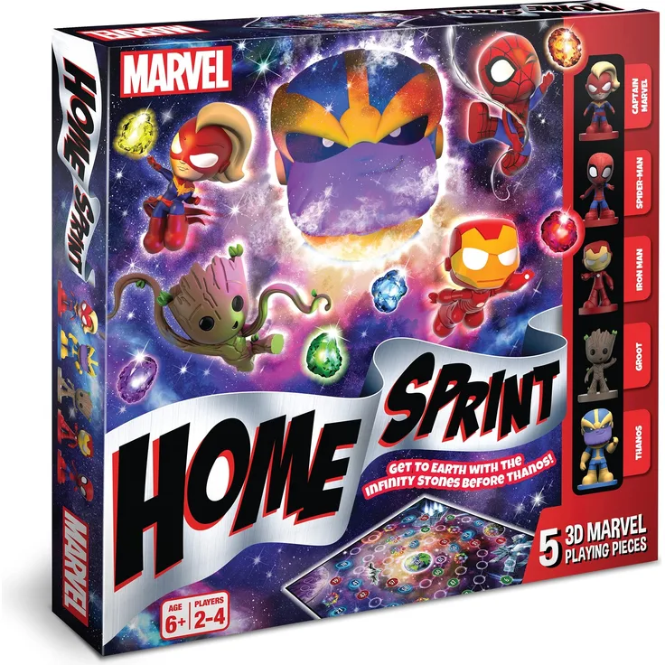 Cartamundi Marvel Home Sprint Brettspiel, 5 Marvel Spielstücke enthalten, familienfreundliches Spiel, tolles Geschenk für Kinder ab 4 Jahren