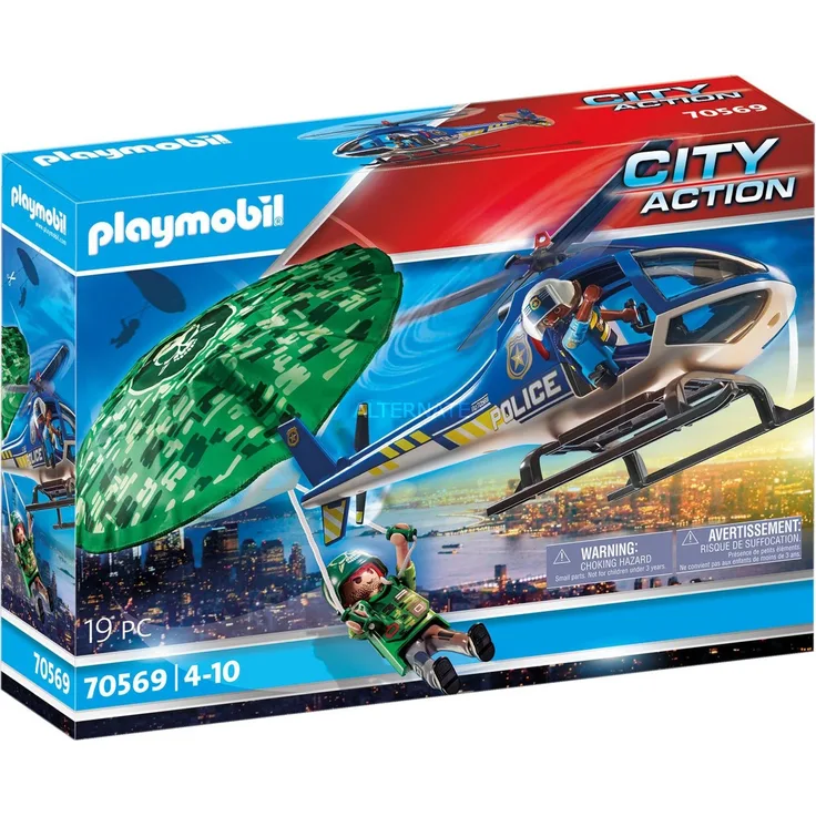 Playmobil City Action 70569 'Polizei-Hubschrauber: Fallschirm Verfolgung', 19 Teile, ab 4 Jahren