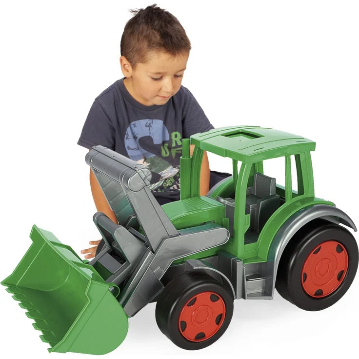 Wader 66015 - Gigant Traktor zum Sitzen mit großer Frontschaufel, ab 12 Monaten, belastbar bis 100 kg, ca. 60 cm, grün, ideal als Geschenk für kreatives Spielen