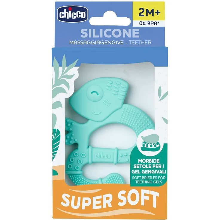 Chicco Beißring Soft&Clean Eidechse, Blau, 2M+