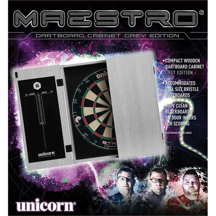Unicorn Maestro Grey Dartboard Cabinet | Dart Board Platte Dartscheibe – Bild 3