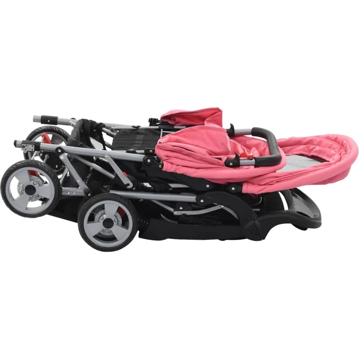 Geschwisterwagen Rosa und Schwarz Stahl – Bild 4