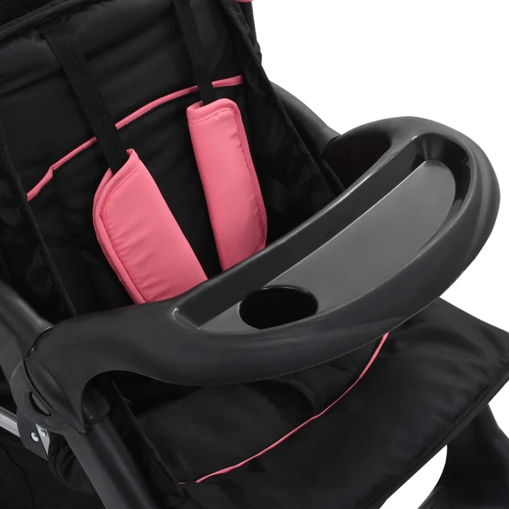 Geschwisterwagen Rosa und Schwarz Stahl – Bild 8