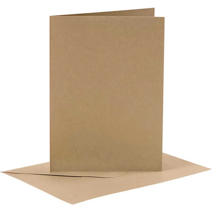Karten und Kuverts, Kartengröße 10,5x15 cm, Umschlaggröße 11,5x16,5 cm, Natur, 6Sets