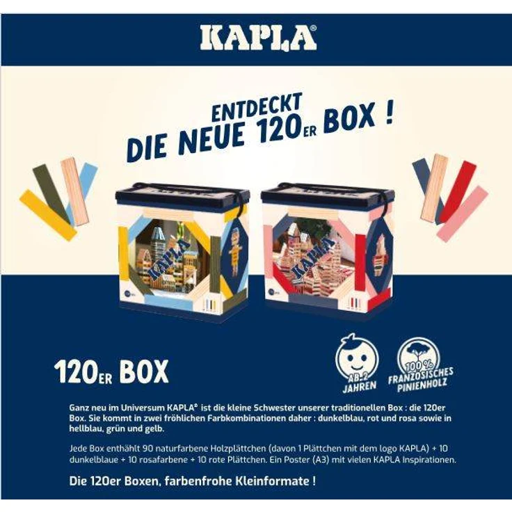 KAPLA® Holzbausteine120er Box rosa, rot dunkelblau – Bild 2