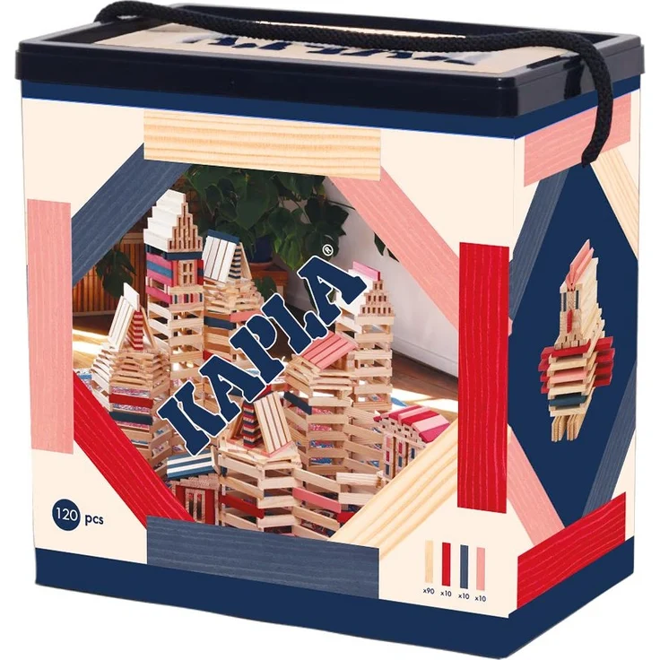 KAPLA® Holzbausteine120er Box rosa, rot dunkelblau – Bild 1