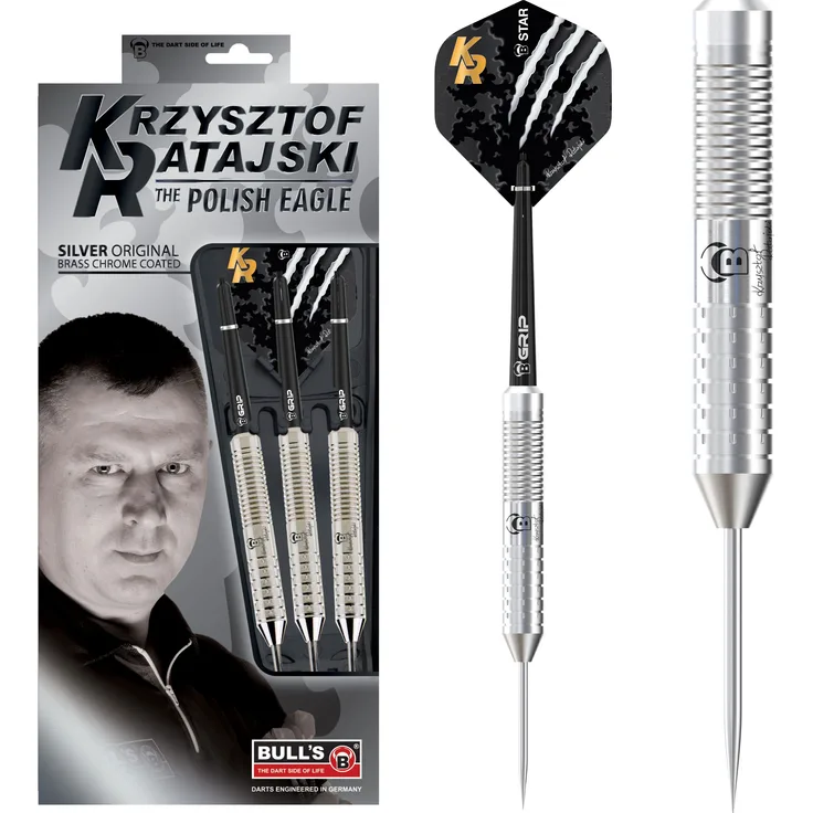 BULL'S Krzysztof Ratajski Brass Silver Steel Dart/ 22 Gr. /VE1 Stück