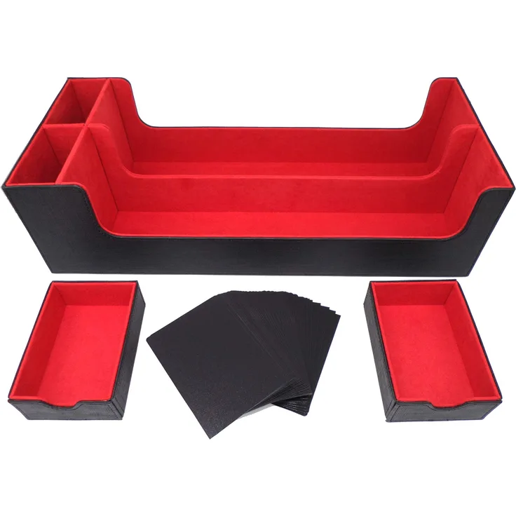 docsmagic. de Premium 2-Row Trading Card Storage Box Black/Red + Trays & Divider - MTG PKM YGO - Aufbewahrungsbox Schwarz/Rot