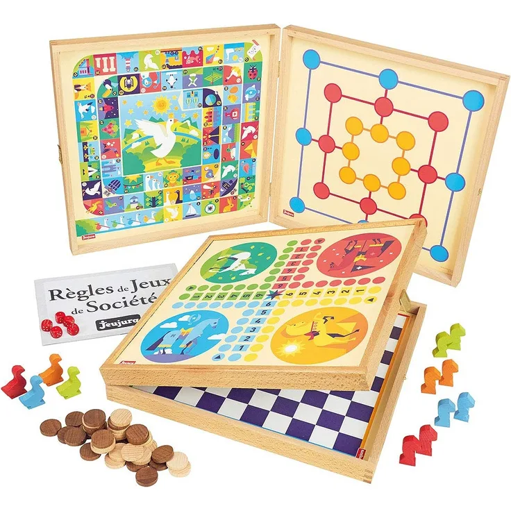 Jeujura 8119 – Coffret de Klassiker Spiel 50, Regeln – Spielsteine Holz