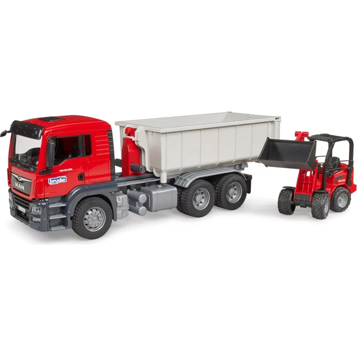 Bruder - MAN TGS LKW mit Abrollcontainer und Schäffer Hoflader 2630 – Bild 4