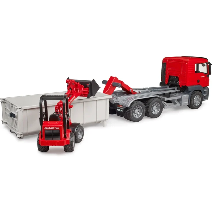 Bruder - MAN TGS LKW mit Abrollcontainer und Schäffer Hoflader 2630 – Bild 5