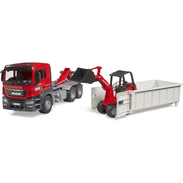 Bruder - MAN TGS LKW mit Abrollcontainer und Schäffer Hoflader 2630 – Bild 3