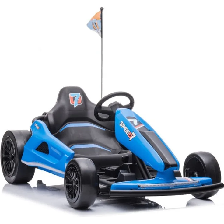 Kinder Elektroauto "e-Gokart" mit 24V und Driftfunktion + 2x 12V7A (24V7A) Akku und 2 Motoren -Blau