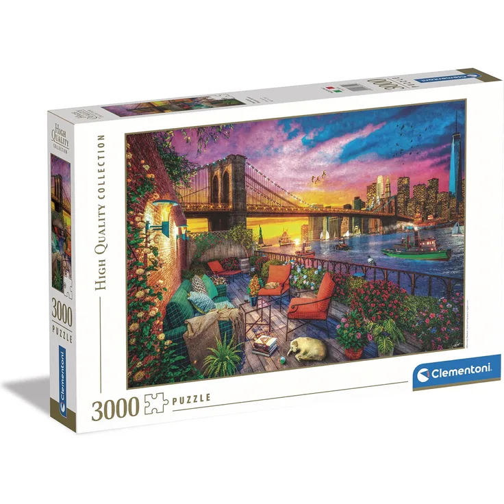 Clementoni 33552 Collection-Manhattan Balcony Sunset, Puzzle 3000 Teile Für Erwachsene Und Kinder 10 Jahren, Geschicklichkeitsspiel Für Die Ganze Familie, Mehrfarbig