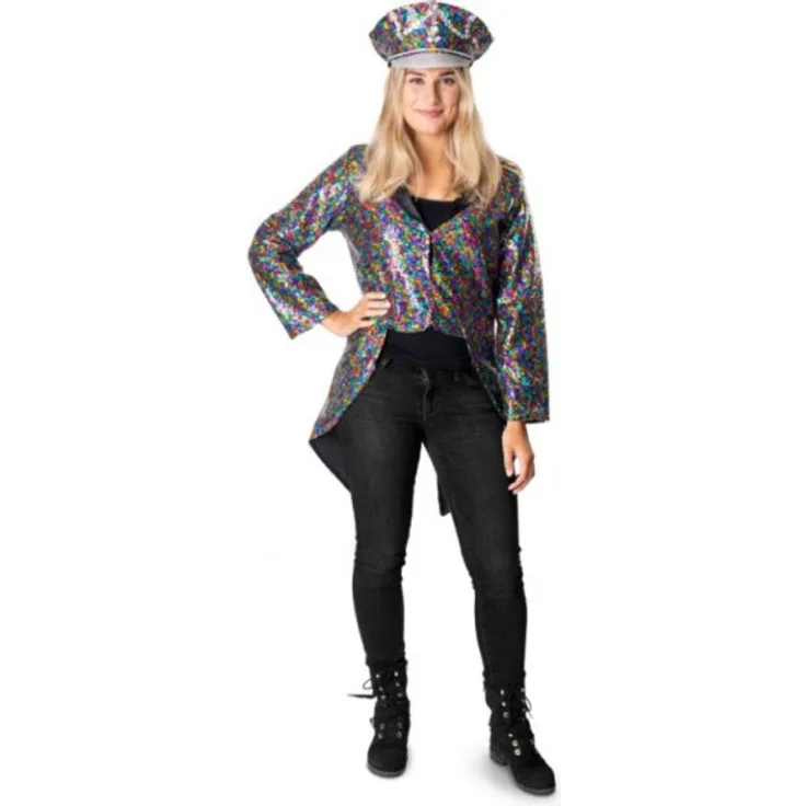 Folat morgenmantel Pailletten Damen Polyester silber Größe S/M